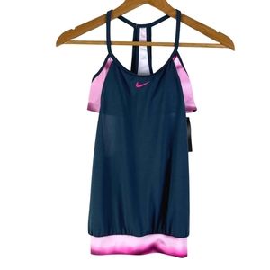 Nike Charcoal Gray & Pink Layered Tankini Top Women's Swim Size Large